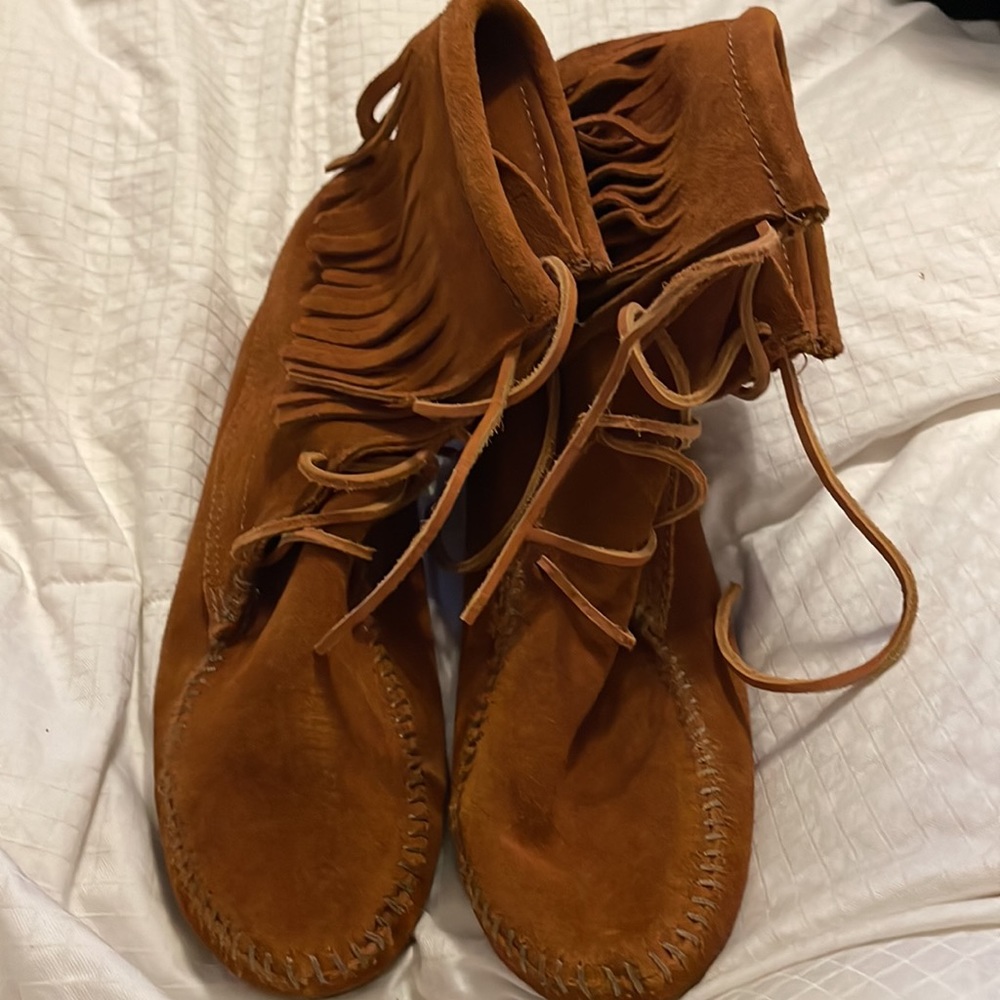 Minnetonka Brown Suede Ankle Moccasins - image 4